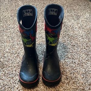 Bogs Kids Rain Boots - Black with Colorful Dinosaur Design